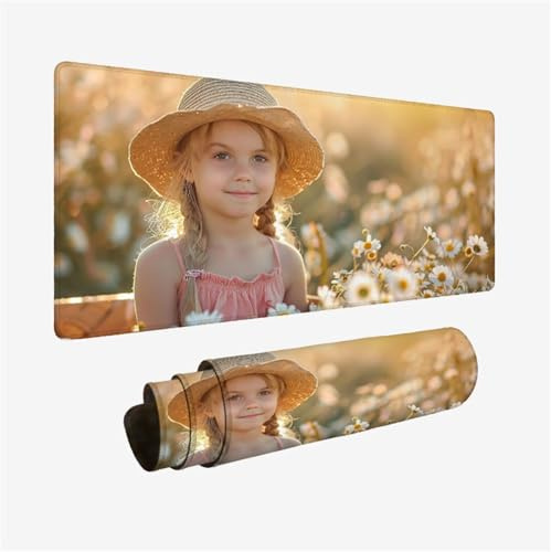 Tapis de Souris Fille Tapis Souris XXL 800x400, sous Main Bureau Marguerite Mouse Pad Imperméable, Mousepad avec Base Antidérapante, sous Main Souris à Bords Cousus, Gaming Accessoire, Cadeau H2-800