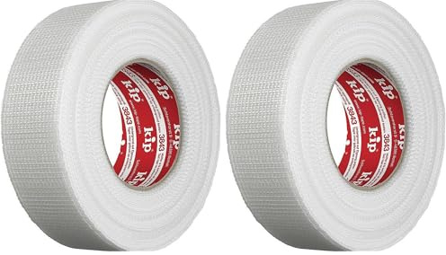 Ruban à joint Kip - Ruban en tissu permanent en fibre de verre 48 mm x 90 m - Pour travaux de réparation et de remplissage - Fixation facile - Autocollant et indéchirable (Lot de 2)