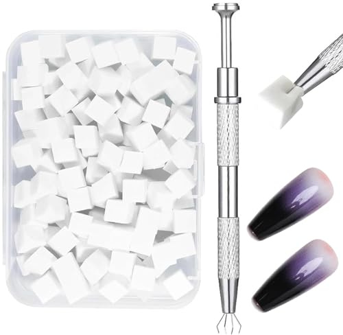 200Pcs Ombre Nail Sponges with Grabbing Pen, Gradient Nail Art Tool Set with Storage Case