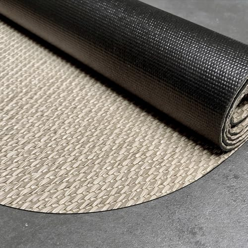 Alfombra vinílica de tejido trenzado de alta gama Beige 100 cm diámetro