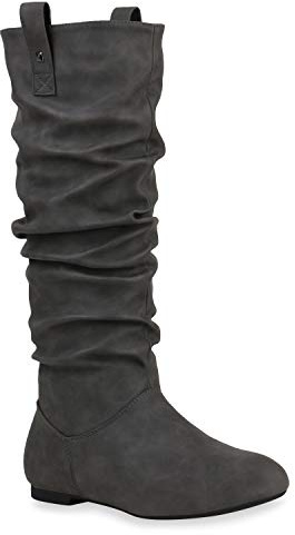 Damen Schlupfstiefel Warm Gefütterte Stiefel Nieten Winter Schuhe 153348 Grau Arriate 38 Flandell