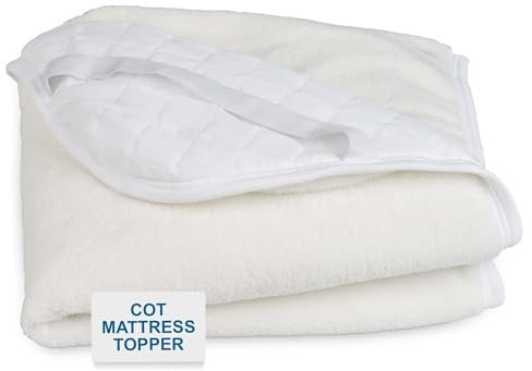 Proheeder Matratzenschoner für Kinderbetten – Frottee, Geräuschlos, Superweich, Atmungsaktiv und Waschbar, Auflage aus Kuscheligem Fleece für Komfort und Wärme – Gesteppte Matratze | Weiß, 96 x 66 cm