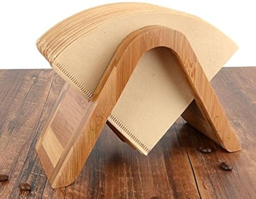 Bambus Kaffeefilterhalter Kaffeepapier Aufbewahrungsregal Kaffeefilter Papierbehälter Ständer Größe 4 Filterpapierhalter (Typ A)