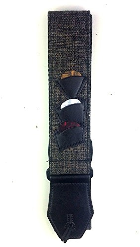 RockYou Brown Guitar Strap with 3 Plectrum Holders S2562