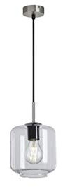 Briloner Leuchten - Pendelleuchte, Pendellampe mit klarem Zylinderglas Metall, 40 Watt, Matt-Nickel