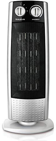 Taurus Atacama P Calefactor cerámico, Termoventilador de torre oscilante, 2 posiciones de calor 1000W/2000W, función ventilador, sistema PTC cerámico, termostato, asa de transporte