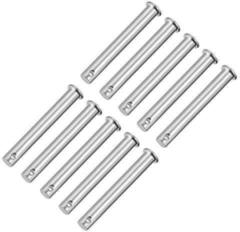 sourcing map 10 Stück Einloch Gabelbolzen 10mm x 70mm Flachkopf verzinkter Stahl