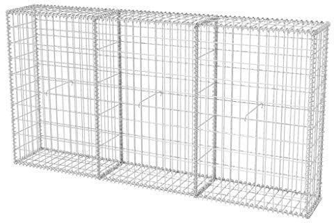Tidyard Gabione-Set Steingabione/Steinkorb Gabionenwand Drahtkorb Gabionenkörbe Sichtschutz 200 x 30 x 100 cm Drahtdurchmesser 3,5 mm Maschen 10 x 5 cm,Verzinkter Stahl