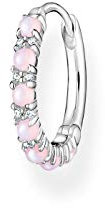 THOMAS SABO Damen Einzel-Creole aus 925er Sterlingsilber mit 15 mm Durchmesser und Rosa Steine CR664-166-7