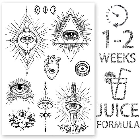 AWAKEN Temporäre Fake Tattoos Juice Tattoo Männer Frauen Arm Brust Aufkleber Wasserdicht Pflanzenbasiert Hält 1–2 Wochen Illuminati Auge der Vorsehung (Design 9)