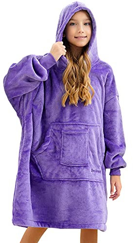 REDESS Blanket Hoodie Sweatshirt, Wearable Blanket Oversized Sherpa with sleeves and giant pocket, cozy hoodie for adults kids