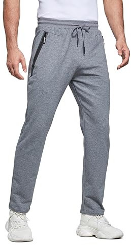 HCSS Jogging Homme Survêtement Pantalon Sport Décontracté de Ceinture Elastique Poche Zippée(Gris-XL)