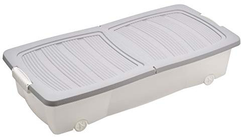 URBNLIVING 40 or 55 Litre Large Under Bed Plastic Storage Box Wheeled with Lids for Shoes, Clothes and Toys (Grey, 80 x 39 x 17cm)