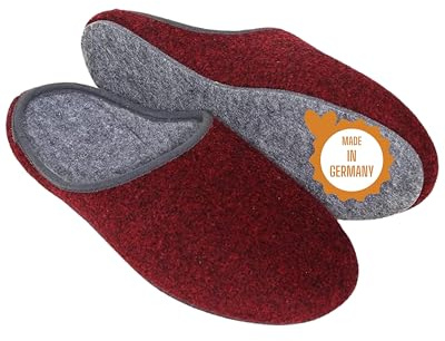 Pantoffelmann Filzpantoffeln mit Filzsohle I Rot / Grau / Navy I Größen 36–48 I Atmungsaktive & bequeme Filzhausschuhe für Damen & Herren I Stilvolle & warme Hausschuhe