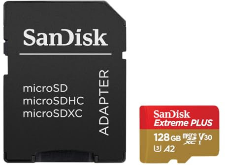 SANDISK - Cards Extreme Plus MICROSDXC 128 GB + SD-Adapter 200 MB/S 90 MB/S A2 C10 V3