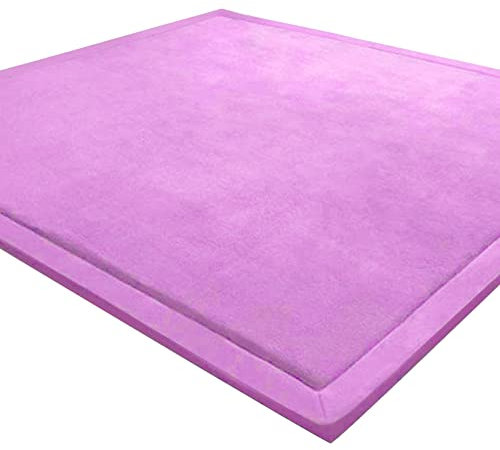 LEHOUR Tappeto di Velluto Corallo Ispessimento per Bambini Coperta strisciante Tappeto Morbido per Bambini Tatami Tappetino Antiscivolo per Bambini (colore lilla, 200 * 260CM)