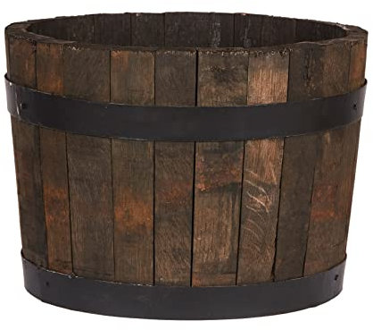 Hortico 40cm Wooden Planter for Outdoor | Half Barrel Planter Style Garden Large Plant Pot D40 H30 cm, 37.7L, Made in the UK
