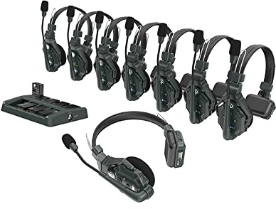 Hollyland Solidcom C1 [Offiziell] Full Duplex Wireless Intercom System 350m Reichweite Kabellose Headset für 8 Nutzer Teamkommunikation Kommunikationssystem 168g Einseitiges Headset 1 Master&7 Remote