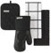 KitchenAid Gesteppter Ofenhandschuh, Topflappen, Küchentuch, 4-teiliges Set, hitzebeständig, Silikongriff, Geschenkset, Mattschwarz, 40,6 x 66 cm, 17,8 x 33 cm und 17,8 x 25,4 cm