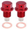 A ABSOPRO Tappo Coppa Olio Motore 2 Set Olio Scarico Tappo Alluminio Lega con 2 Rondella Rosso M12x1.5