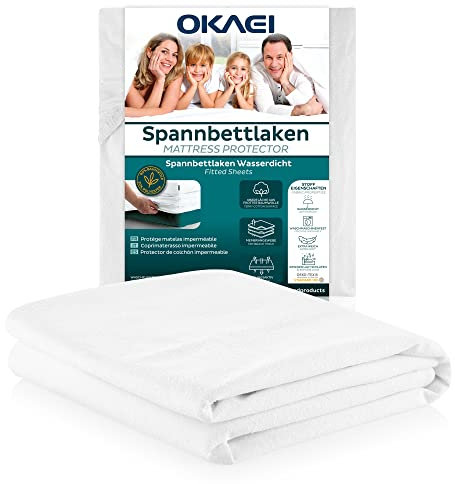 Okaei Matratzenschoner 70 x 140 cm Baby wasserdicht | Oberfläche aus 100% Baumwolle | Atmungsaktive Matratzenauflage | waschbar | Oeko-Tex Zertifiziert | ALLE MATRATZEN + 20 cm | Spannbettlaken