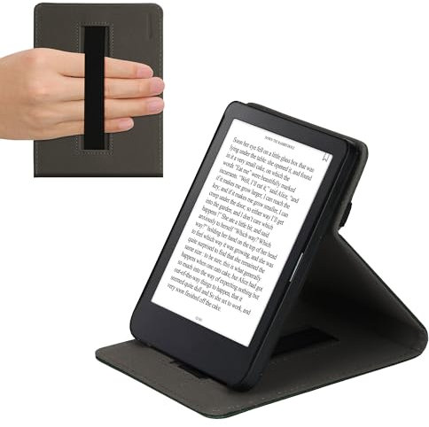 kwmobile Schutzhülle kompatibel mit Kobo Clara 2E / Tolino Shine 4 - Hülle e-Reader mit Schlaufe Ständer - - Dunkelgrün