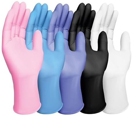 MUNTRADE Nitrilhandschuhe, 100 Stück, Einweghandschuhe, puderfrei, latexfrei, Farben und Größen L, Violett