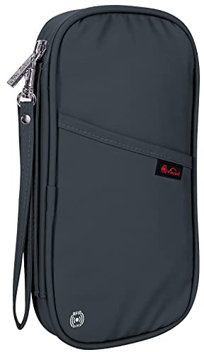 Vinsani Passport Holder Travel Wallet, RFID Blocking Document Organiser | Holiday Essentials, Unisex Waterproof Cover for Tickets, Money, Cards & Everyday Use, Dark Grey