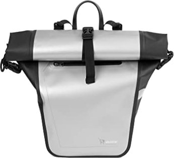 Ekostar online shopping - 2in1 Fahrradtasche - 100% wasserdicht - Rolltop - Rot - 17 bis 28 Liter - Einzelfahrradtasche (Silber)