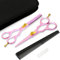 YNR Ensemble de ciseaux de coiffure professionnels (5,5 pouces) Ciseaux de coupe et ciseaux à effiler Peigne avec étui Rose - Parfait pour homme, femme, enfant et adulte