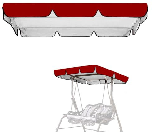 Tissting Sonnendach für Hollywoodschaukel 3 Sitzer, 164 x 114 x 15 cm 420D Silberbeschichtetes Oxford Gewebe wasserdichte Gartenschaukel Bezug Dachplane Sonnenschutz Ersatzdach, Rot