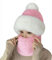 crazy bean Winter Mütze Schal Set Damen Warme Winddichte Balaclava Fleecefutter 2 in 1 Wintermütze mit Bommel Outdoor Radfahren Skifahren(Rosa)