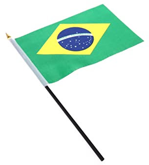 Abaodam 5 Pièces -dent du Brésil Mini- Drapeau du Brésil Drapeaux sur Petits Mini Drapeaux Petit Drapeau Brésilien sur Drapeau Ondulant De Drapeau Miniature Bureau Se Lever