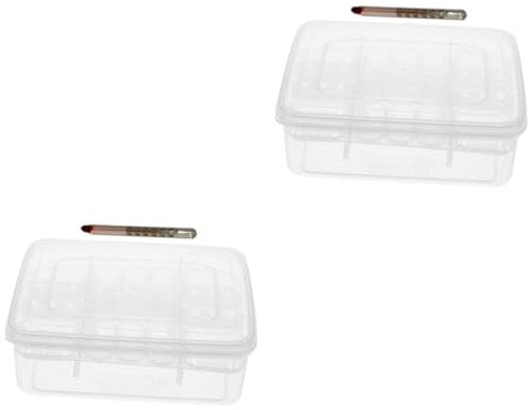 POPETPOP 2st Reptilienbrutkasten Reptilien Terrarien Inkubator-Thermometer Reptilienboden Reptiliennebel Reptilienversorgung Eidechse Inkubator Heimtierbedarf Weiß Plastik Haupt Zuchtbox