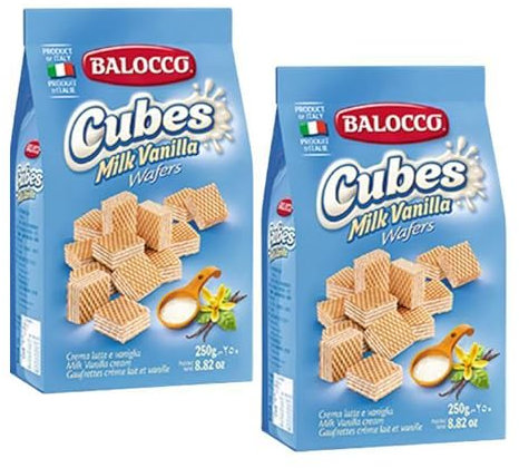 Balocco Wafers Late 250g Italian Shortbread Biscuits | Cocoa & Cream Biscuit for Breakfast | Chocolate Swirl Cookies | Suitable for Vegetarians, Palm Oil Free Snack (WAFERS LATTE 250G, 2 Pack)