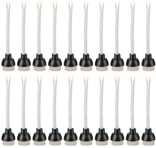 GU10 Lampenfassung mit 15CM Draht: 20 Stück GU10 Lampenfüße Sockel, 0.75mm²*150MM GU10 Keramik Sockel, GU10 Keramiksockel mit Aderendhülse für LED, Glühlampe, Halogen, 2A, 0-300W, 0-250V, 0-600℃