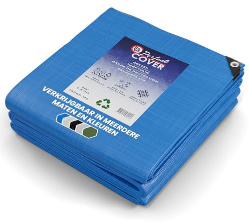 Cover Lona Impermeable 8x10m / 150g/m² - Lona de protección con Ojales - para Muebles de jardín, Piscina, Coche, Caravana, Resistente a los Rayos UV, Resistente a los desgarros (Azul)