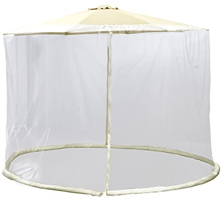 EABYMOR Zanzariera per Ombrellone da Giardino, 2,3 X 3 M, per Tavolo da Giardino, per Ombrellone, Copertura per Zanzariera, Rete per Ombrellone a Doppia Apertura(Bianco)