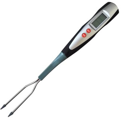 Digitales Fleisch für Lebensmittel mit elektronischem Bereitschaftsalarm, sofort ablesbare Gabel zum Grillen, Kochen, Grillen, Küchenhelfer, Steak, (Silver, One Size)