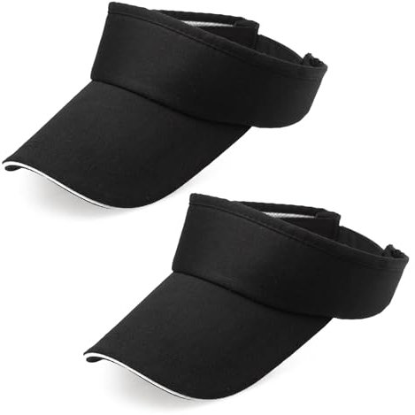 FUIPVGI 2 Stück Visor Cap Unisex Visoren Cap Schirmmütze Sonne Hut, Einstellbar Sommerhut, Atmungsaktiv und Schweißabsorbierend, Sonnenschutz Schirmcap Golf Tenniskappe, Einheitsgröße (Schwarz)