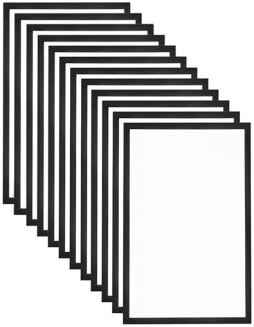 QUARKZMAN 12 Pièces Porte-Affiche Magnétique Auto-Adhésif, Cadre Photo Magnétique 11x17 Affichage d'Informations Panneau de Fenêtre Mural pour Maison Bureau Magasin Restaurant, Noir