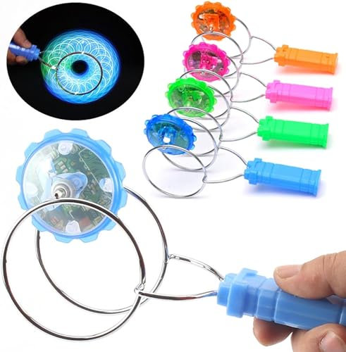 4 Stück Retro Leuchtender Kreisel,Leuchtende Kreisel für Kinder,Beleuchteter Kreisel,Magnetisches Gyro-Rad,Leuchtender Spinning Gyro,Magischer LED-Gyroskop,Beleuchteter Kreisel- Zufällige Farbe