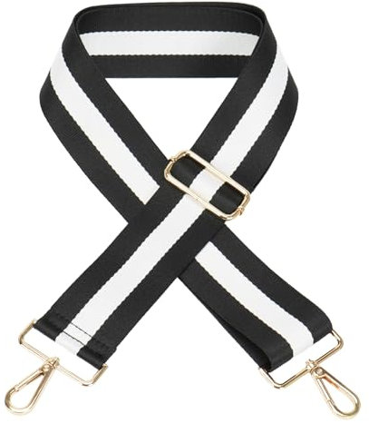 FLYAMAPIRIT Verstellbarer Schultergurt für Taschen, 5 cm breiter Taschengurt, DIY-Zubehör für Handtaschen, Tragetaschen und Schultertaschen (Schwarz Weiß Schwarz)