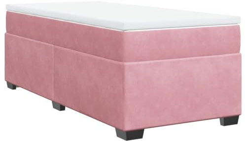vidaXL Boxspringbett, Polsterbett Bett mit Matratze Matratzenauflage, Bettgestell mit Lattenrost, Einzelbett für Schlafzimmer, Rosa 100x200cm Samt