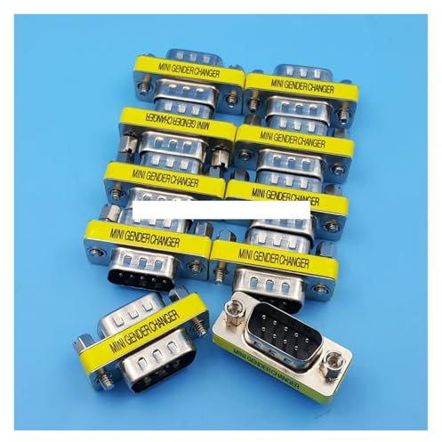 10Pcs DB9 9Pin Male To Male Gender Changer Adapter RS232 Serial Connector