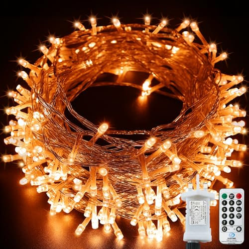 Bollengold Fairy Lights Plug in, 22M 220LED Orange Christmas Lights Mains Powered, Plug in String Lights Indoor for Bedroom, IP65 Waterproof, 8 Modes Remote (Orange)