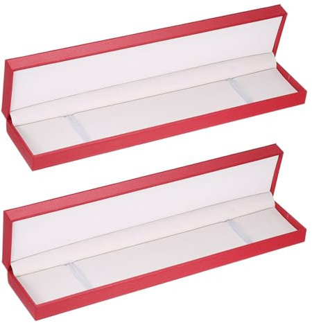 QUARKZMAN 2pz Custodia Orologio Singolo, Scatola Portaoggetti Viaggio Pelle Reale Orologi per Uomo Donna con Cuscino Rimovibile Porta Portatile per Orologi, Rosso, Rettangolo