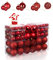 Birshe 100er Set Kunststoff Weihnachtsbaumschmuck Rot,Weihnachtskugeln Christbaumkugeln Set Unzerbrechlich Christbaumkugel Deko Baumschmuck für Weihnachtsbaum Drinnen und Draußen