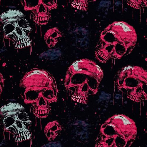 HEKO PANELS Stoff Oxford Wasserdichte Meterware Canvas-Stoff Polyester Stoff Zum Nähen Nähstoffe Dekostoffe Wasserabweisend Blickdicht Schädel 2 Meter 155 x 200 cm