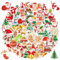 POPOYU 100 Stück Weihnachten Aufkleber Classic Wasserfeste Vinyl Sticker für Laptop, Telefon, Wasserflasche, Skateboard, Gitarre, Pad, Weihnachten Scrapbook Aufkleber für Kinder Christmas Mitgebsel